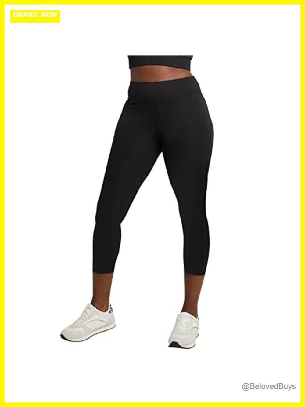 Hanes Women's Capri Leggings Cotton-Spandex High Waist 22" Inseam
